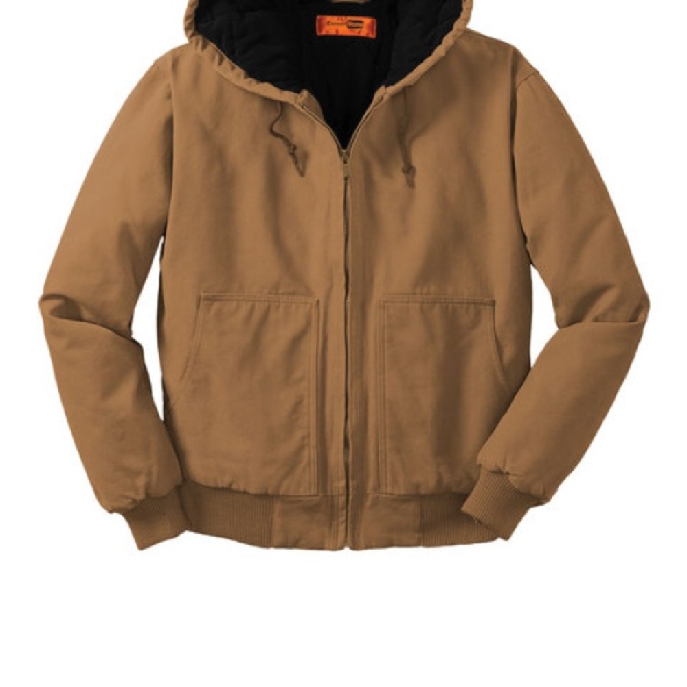 NWOT Cornerstone Tan Duck Cloth Hooded Jacket Size LT